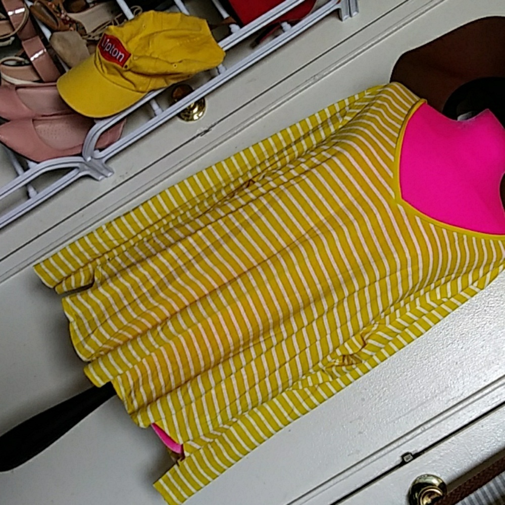 Long sleeve yellow and white shirt